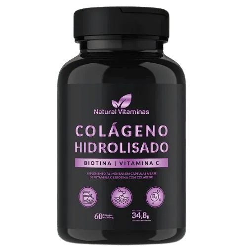Colágeno Hidrolisado 60 Cápsulas Com Biotina e Vitamina C - Natural Vitaminas