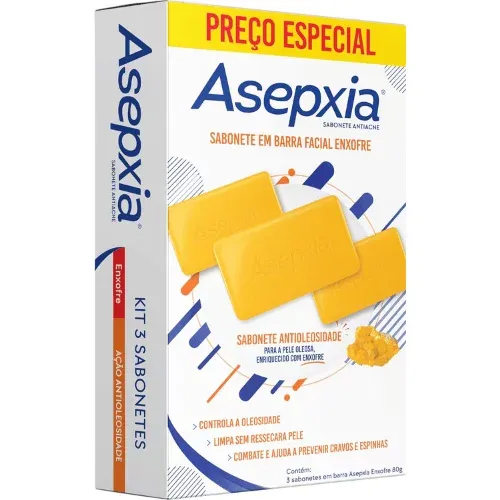 Sabonete Em Barra Facial Enxofre Antiacne Para Pele Oleosa - Asepxia