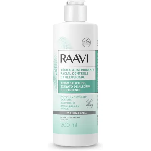 Tônico Adstringente Facial Controle da Oleosidade Pele Mista e Oleosa - Raavi